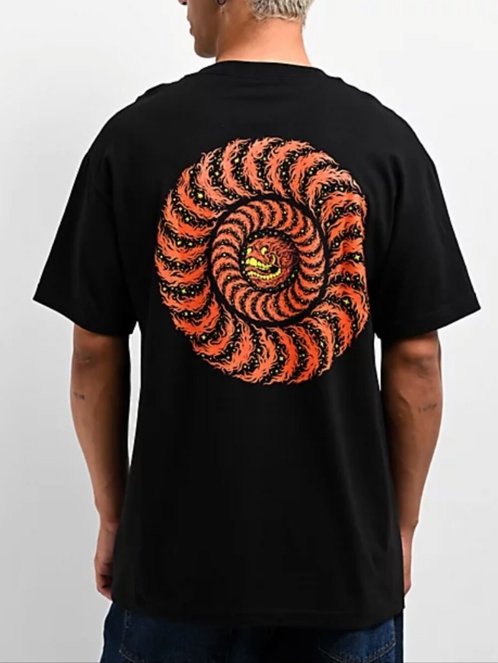 Zumiez Spitfire x Grimple Stix  Black T-Shirt Orange Graphic Shirt Mens size S